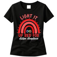 Light It Up Red For Autism Acceptance Red Rainbow Womens T-Shirt