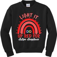 Light It Up Red For Autism Acceptance Red Rainbow Kids Sweatshirt