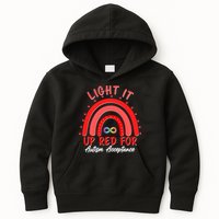 Light It Up Red For Autism Acceptance Red Rainbow Kids Hoodie