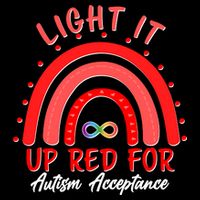 Light It Up Red For Autism Acceptance Red Rainbow Kids Hoodie
