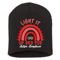 Light It Up Red For Autism Acceptance Red Rainbow Short Acrylic Beanie