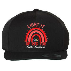 Light It Up Red For Autism Acceptance Red Rainbow Wool Snapback Cap