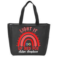 Light It Up Red For Autism Acceptance Red Rainbow Zip Tote Bag