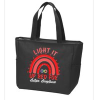 Light It Up Red For Autism Acceptance Red Rainbow Zip Tote Bag