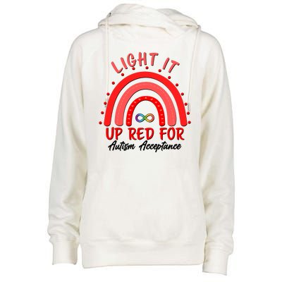 Light It Up Red For Autism Acceptance Red Rainbow Womens Funnel Neck Pullover Hood