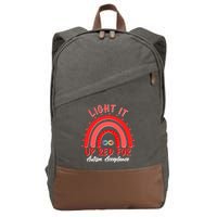 Light It Up Red For Autism Acceptance Red Rainbow Cotton Canvas Backpack