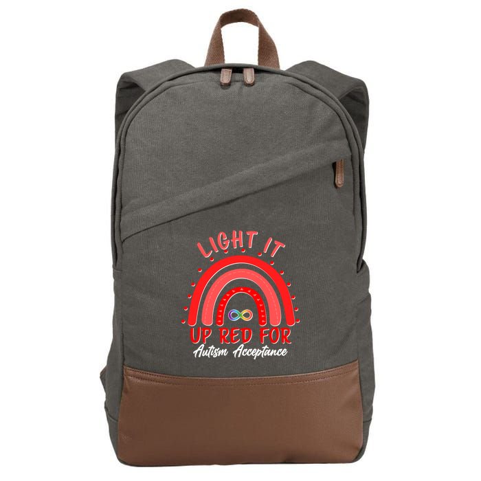 Light It Up Red For Autism Acceptance Red Rainbow Cotton Canvas Backpack