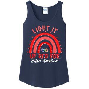 Light It Up Red For Autism Acceptance Red Rainbow Ladies Essential Tank