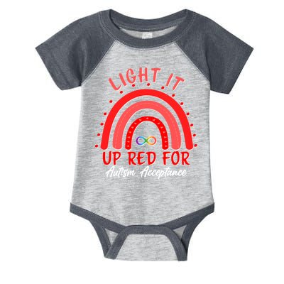 Light It Up Red For Autism Acceptance Red Rainbow Infant Baby Jersey Bodysuit