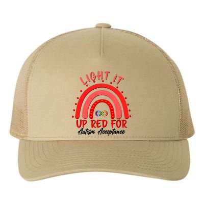 Light It Up Red For Autism Acceptance Red Rainbow Yupoong Adult 5-Panel Trucker Hat