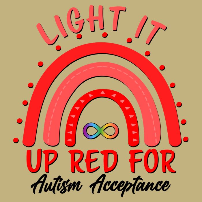 Light It Up Red For Autism Acceptance Red Rainbow Hoodie