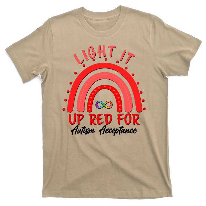 Light It Up Red For Autism Acceptance Red Rainbow T-Shirt