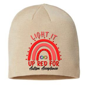 Light It Up Red For Autism Acceptance Red Rainbow Sustainable Beanie