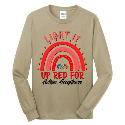 Light It Up Red For Autism Acceptance Red Rainbow Tall Long Sleeve T-Shirt