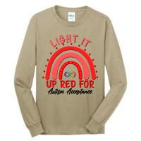 Light It Up Red For Autism Acceptance Red Rainbow Tall Long Sleeve T-Shirt