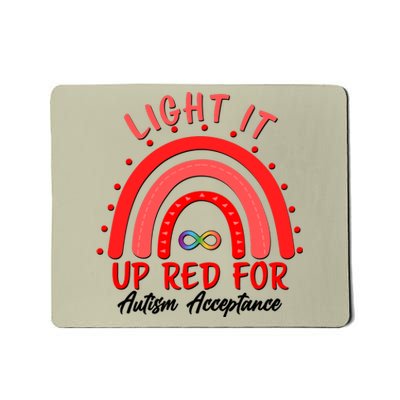 Light It Up Red For Autism Acceptance Red Rainbow Mousepad