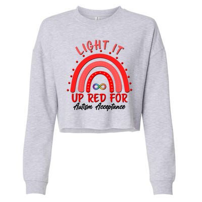 Light It Up Red For Autism Acceptance Red Rainbow Cropped Pullover Crew