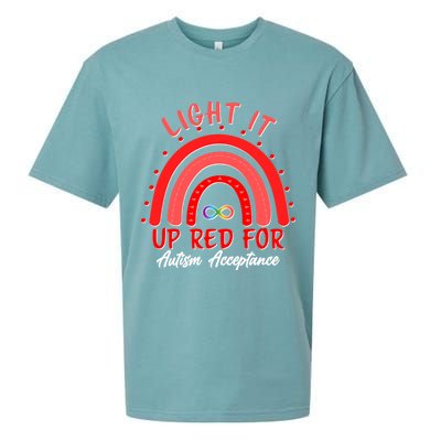 Light It Up Red For Autism Acceptance Red Rainbow Sueded Cloud Jersey T-Shirt