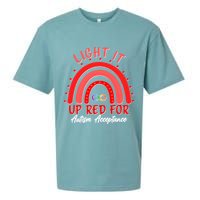 Light It Up Red For Autism Acceptance Red Rainbow Sueded Cloud Jersey T-Shirt