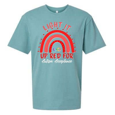 Light It Up Red For Autism Acceptance Red Rainbow Sueded Cloud Jersey T-Shirt