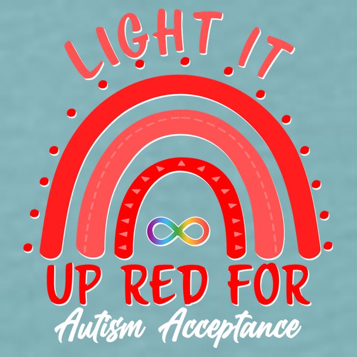 Light It Up Red For Autism Acceptance Red Rainbow Sueded Cloud Jersey T-Shirt