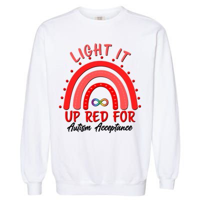 Light It Up Red For Autism Acceptance Red Rainbow Garment-Dyed Sweatshirt