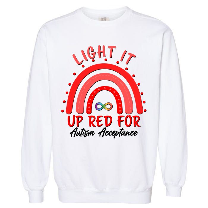 Light It Up Red For Autism Acceptance Red Rainbow Garment-Dyed Sweatshirt