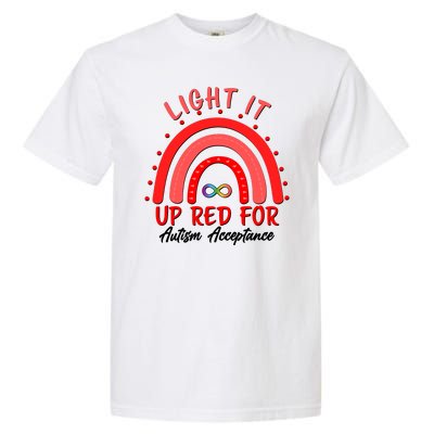 Light It Up Red For Autism Acceptance Red Rainbow Garment-Dyed Heavyweight T-Shirt