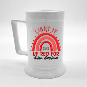 Light It Up Red For Autism Acceptance Red Rainbow Beer Stein