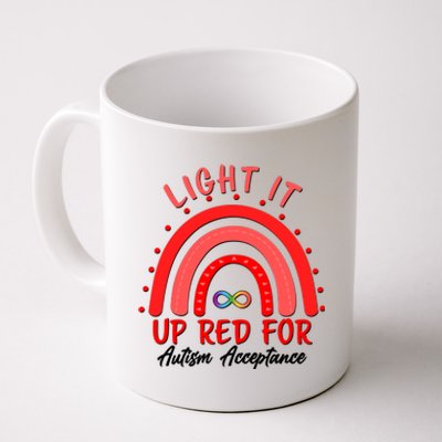 Light It Up Red For Autism Acceptance Red Rainbow Coffee Mug