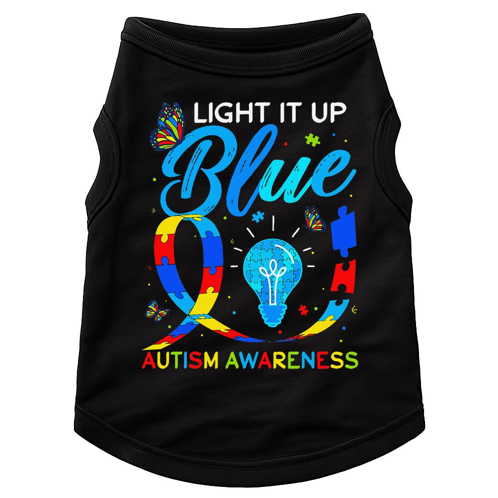 Light It Up Blue Autism Awareness Puzzle Women Doggie Tank