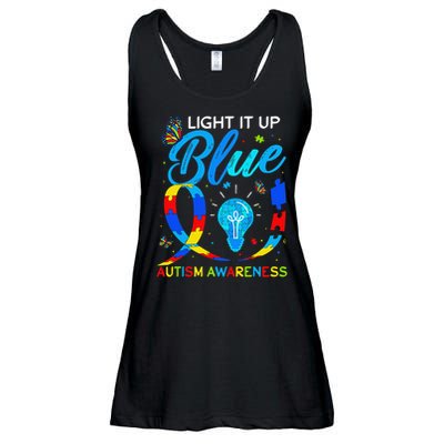 Light It Up Blue Autism Awareness Puzzle Women Ladies Essential Flowy Tank