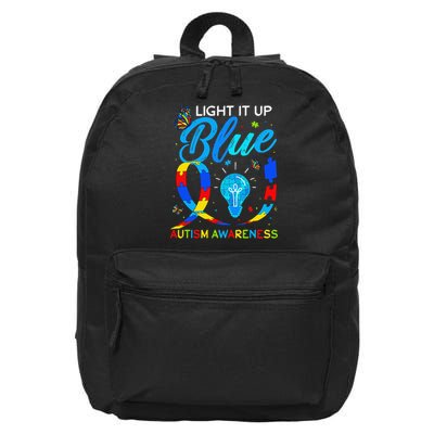Light It Up Blue Autism Awareness Puzzle Women 16 in Basic Backpack