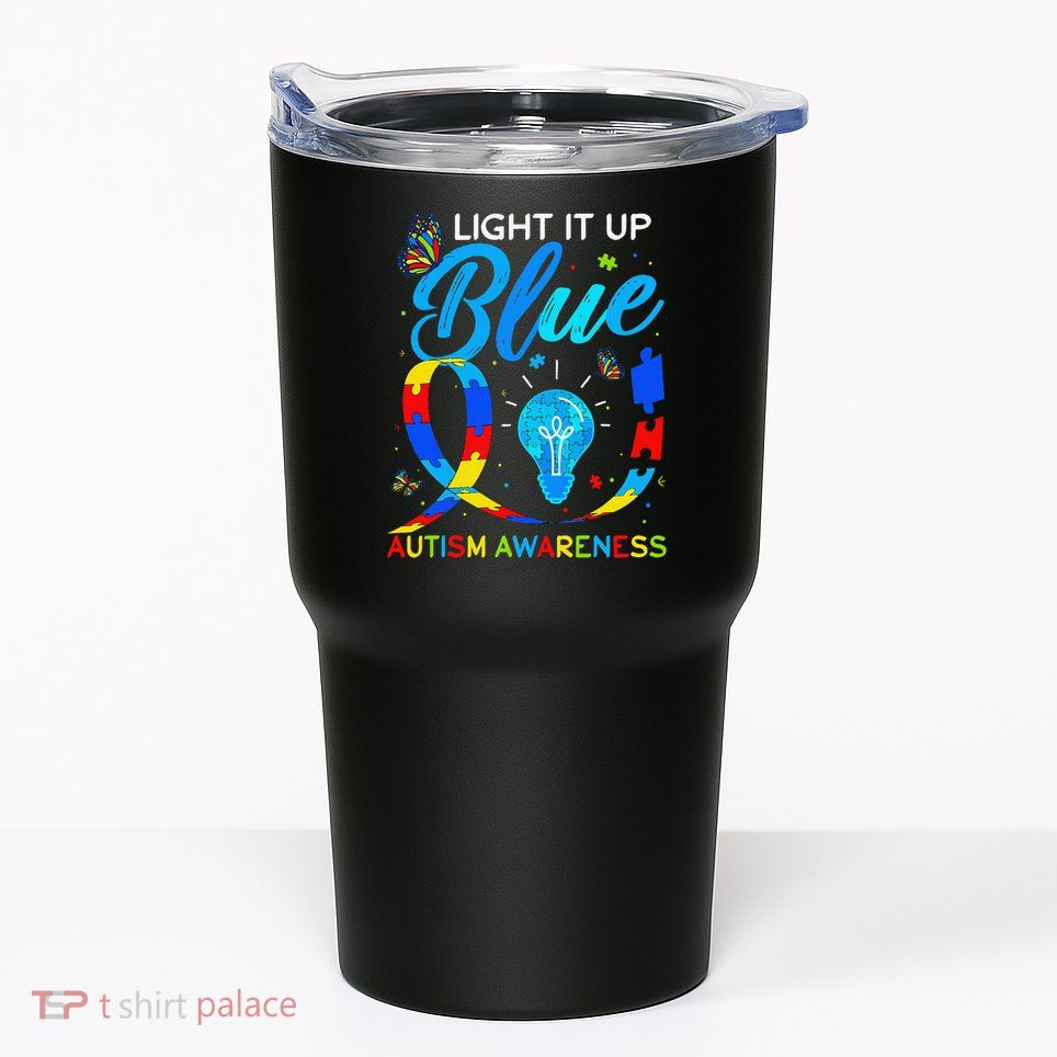 Light It Up Blue Autism Awareness Puzzle Women Tumbler
