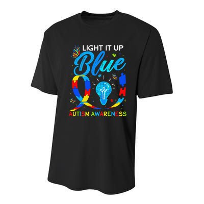 Light It Up Blue Autism Awareness Puzzle Women Youth Performance Sprint T-Shirt