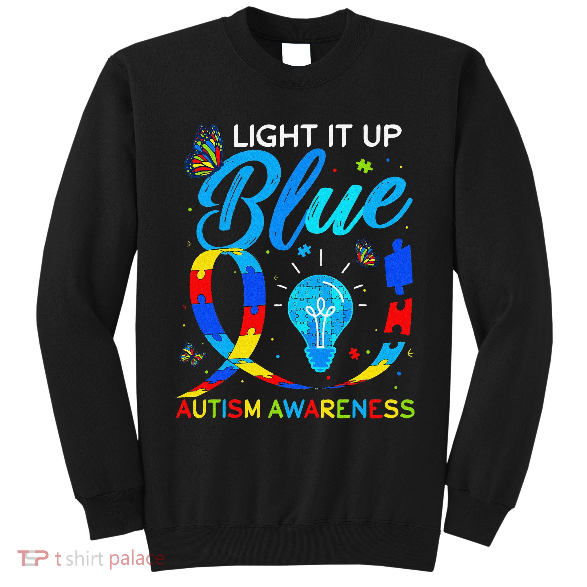 Light It Up Blue Autism Awareness Puzzle Women Tall Sweatshirt
