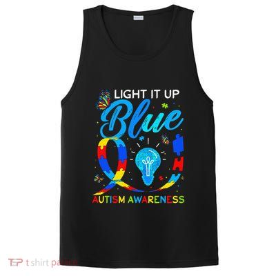 Light It Up Blue Autism Awareness Puzzle Women PosiCharge Competitor Tank