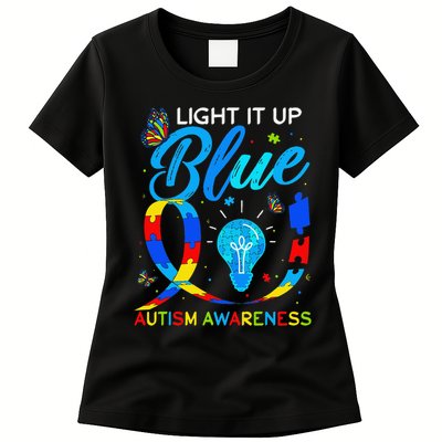 Light It Up Blue Autism Awareness Puzzle Women Womens T-Shirt