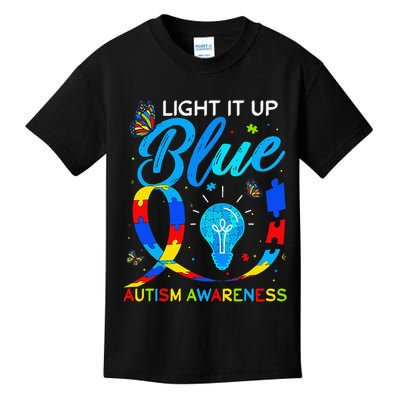 Light It Up Blue Autism Awareness Puzzle Women Kids T-Shirt