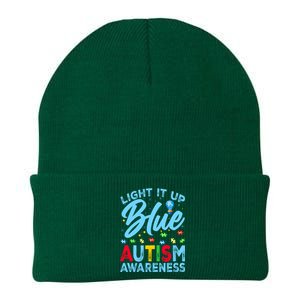 Light It Up Blue Autism Awareness Knit Cap Winter Beanie