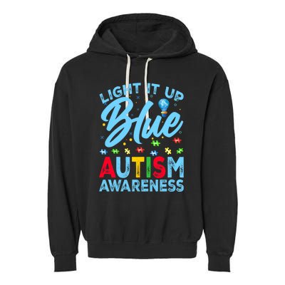 Light It Up Blue Autism Awareness Garment-Dyed Fleece Hoodie