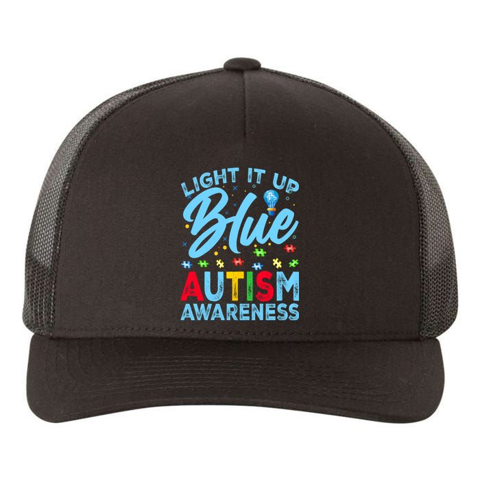 Light It Up Blue Autism Awareness Yupoong Adult 5-Panel Trucker Hat