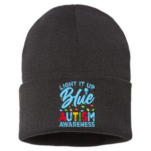 Light It Up Blue Autism Awareness Sustainable Knit Beanie