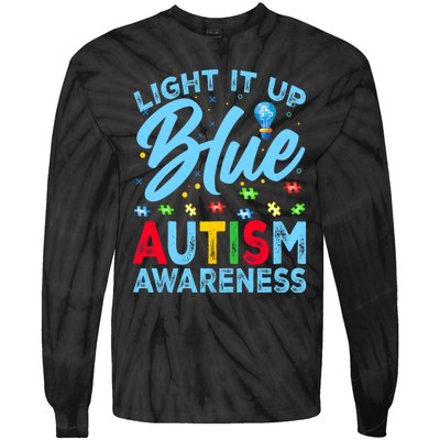 Light It Up Blue Autism Awareness Tie-Dye Long Sleeve Shirt