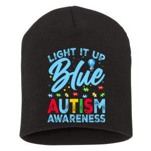 Light It Up Blue Autism Awareness Short Acrylic Beanie