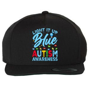 Light It Up Blue Autism Awareness Wool Snapback Cap