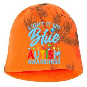 Light It Up Blue Autism Awareness Kati - Camo Knit Beanie