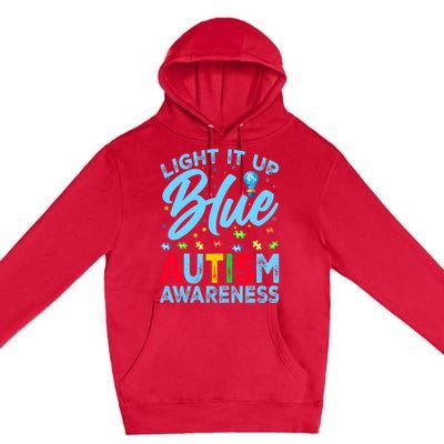 Light It Up Blue Autism Awareness Premium Pullover Hoodie