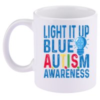 Light It Up Blue Autism Awareness 11oz C Handle Ceramic Mug
