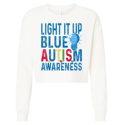 Light It Up Blue Autism Awareness Cropped Pullover Crew
